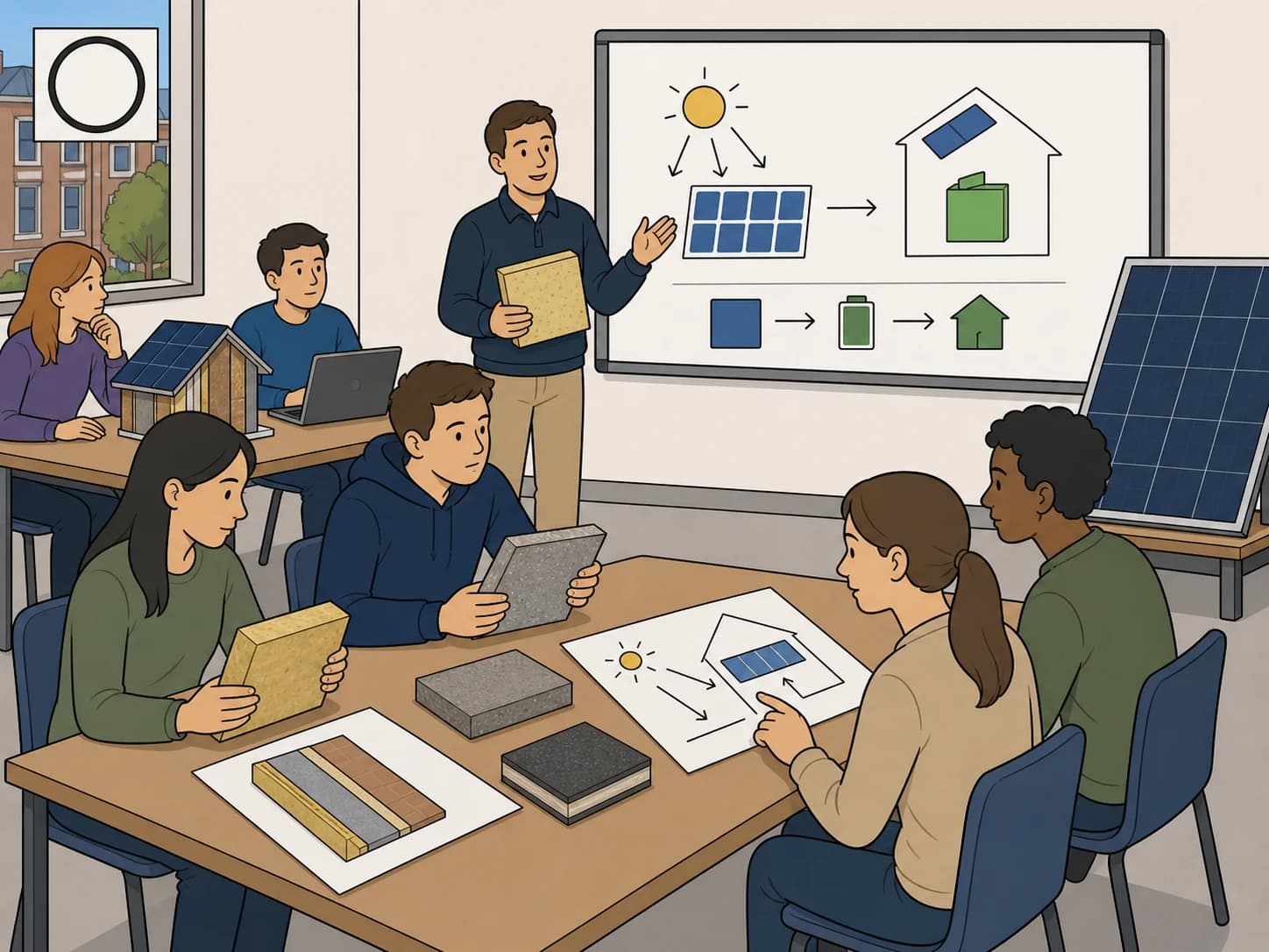 Students attend an energy workshop from 12:30 to 14:00.