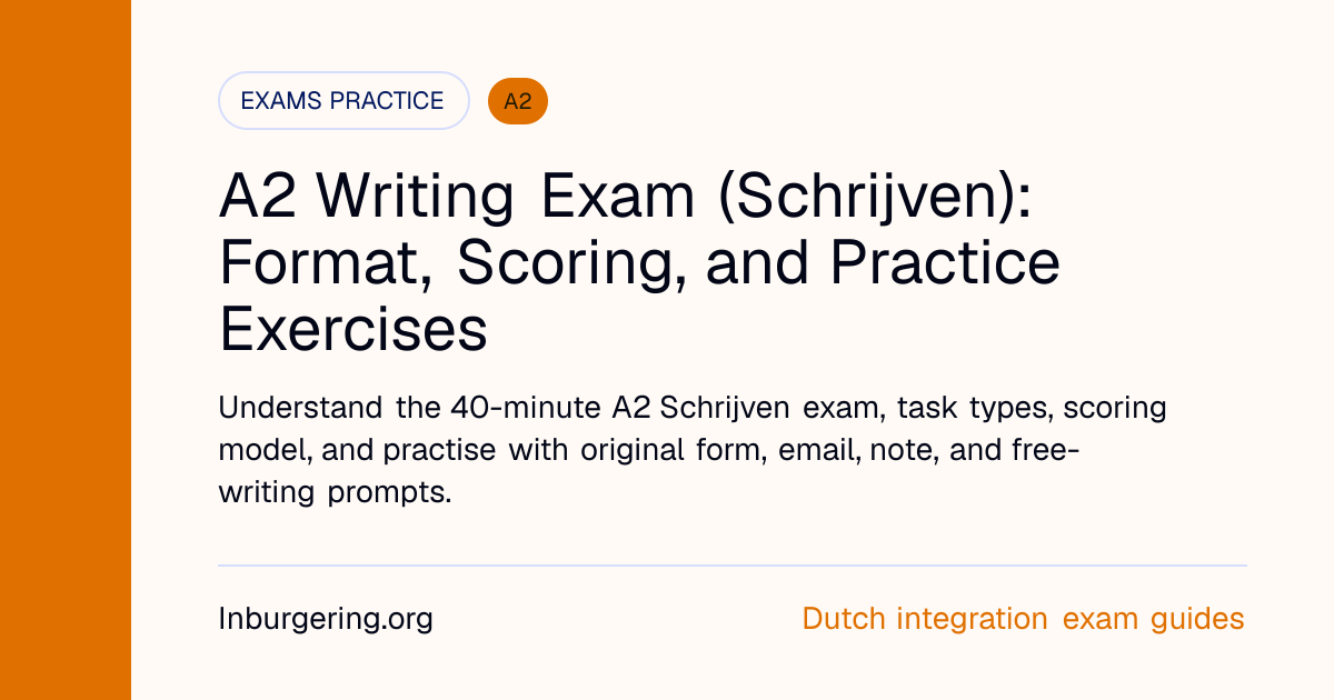 A2 Writing Exam (Schrijven): Format, Scoring, and Practice Exerci