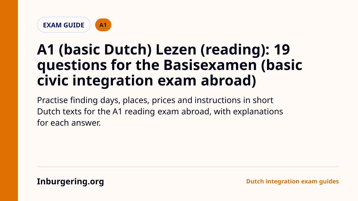 A1 Lezen Practice Questions: 9 Texts and 19 Answers