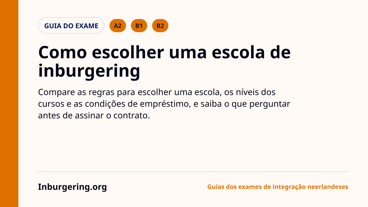 Escolher uma escola de inburgering: quem escolhe, empréstimos e p