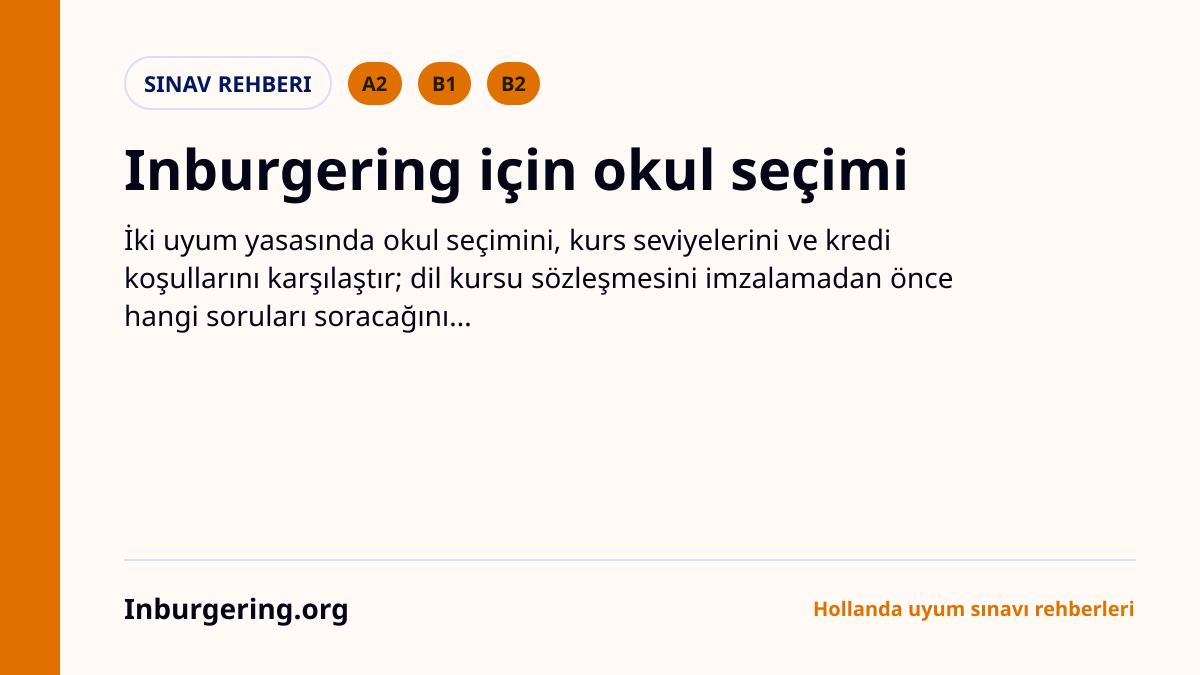 Inburgering okulu seçmek: kim seçer, DUO kredisi ve sorulacak sor