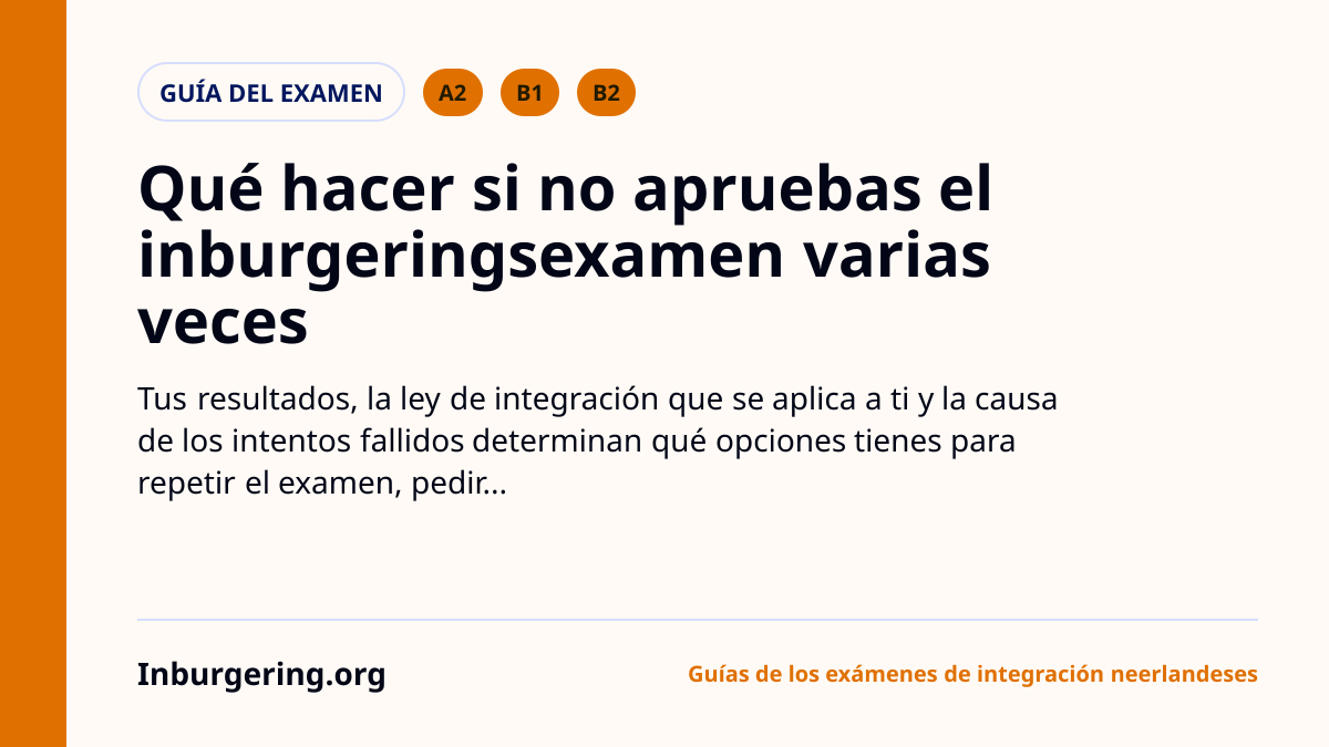 Suspendiste el examen de inburgering más de una vez: tus opciones