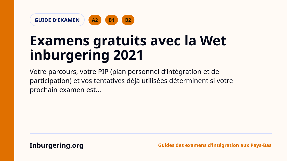 Tentatives gratuites d'examen inburgering sous la Wet inburgering