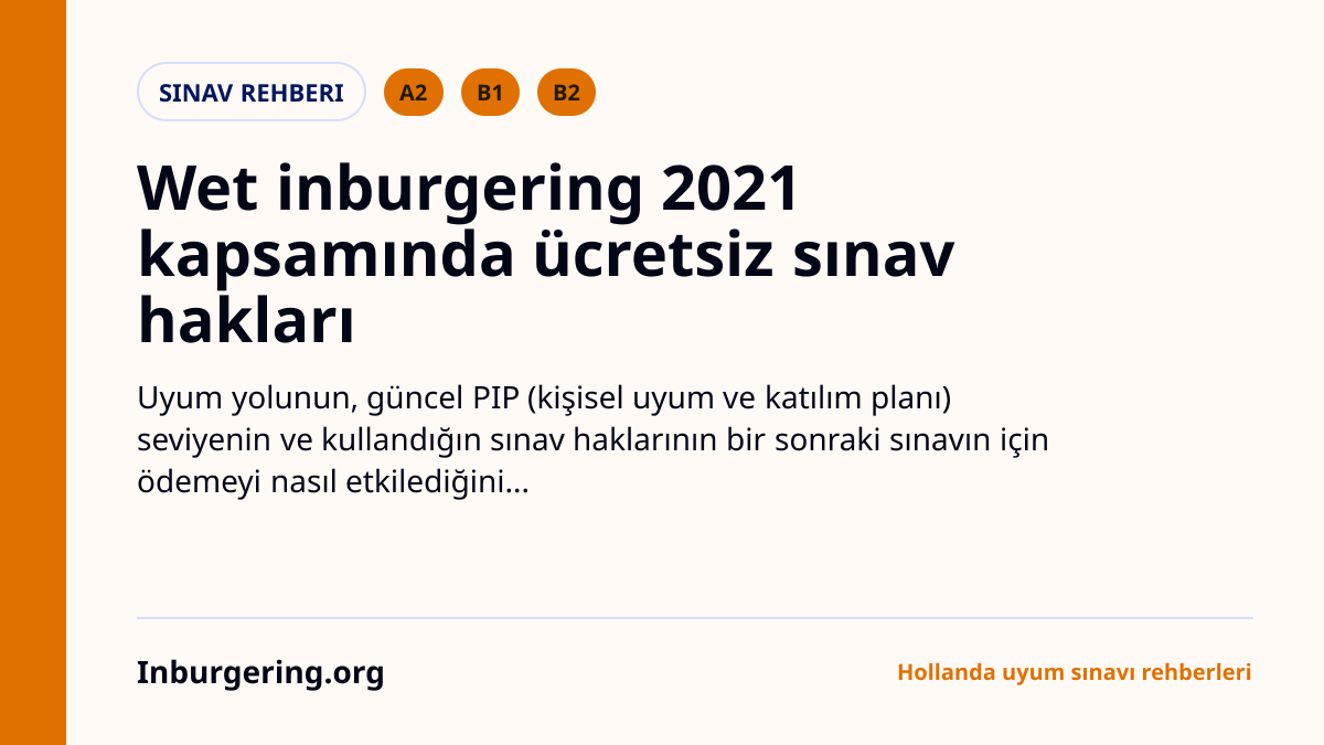 Wet inburgering 2021 kapsamında ücretsiz inburgering sınav haklar