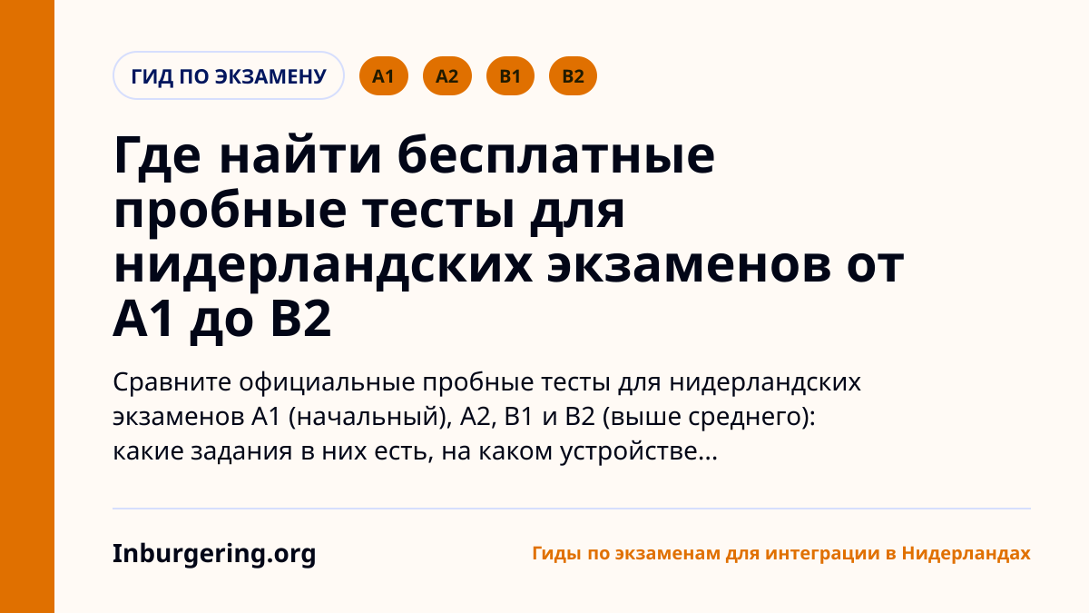 Бесплатные пробные тесты по inburgering: официальные экзамены и к