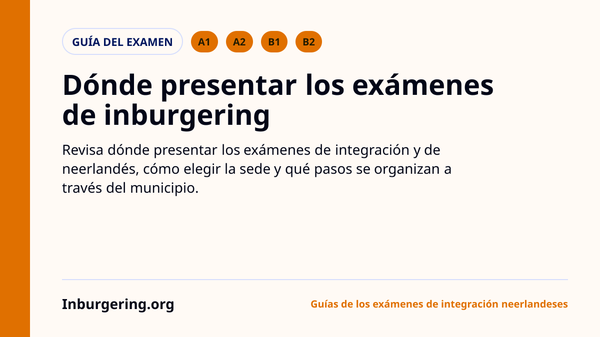 Lugares del examen de inburgering: dónde hacer A1, A2, KNM, ONA y