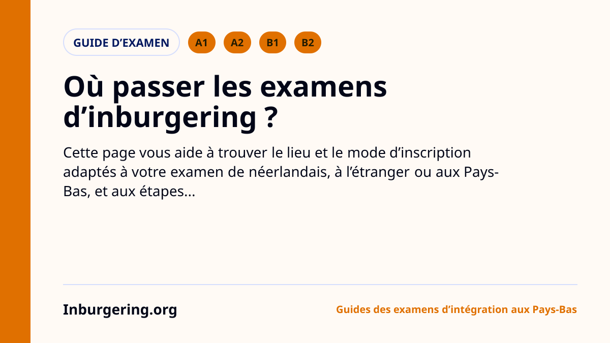 Lieux d'examen inburgering : où passer A1, A2, KNM, ONA et NT2