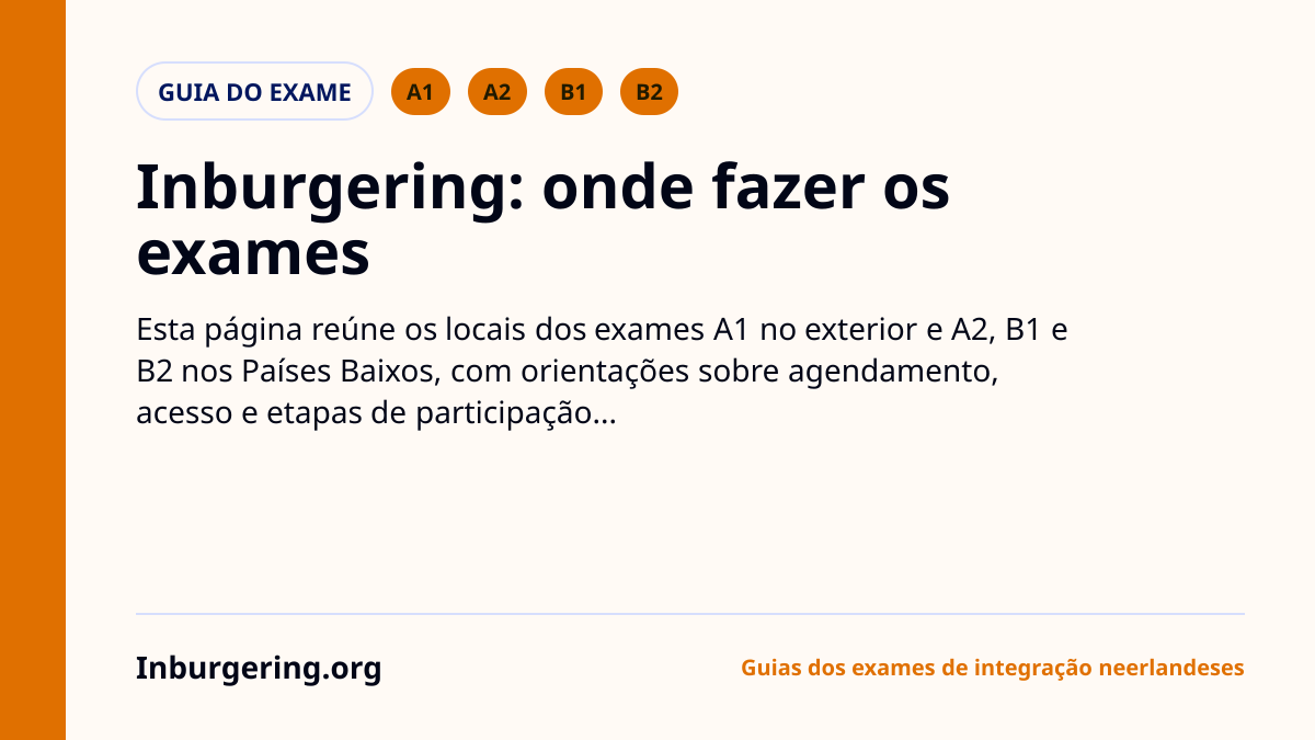 Locais do exame de inburgering: onde fazer A1, A2, KNM, ONA e NT2