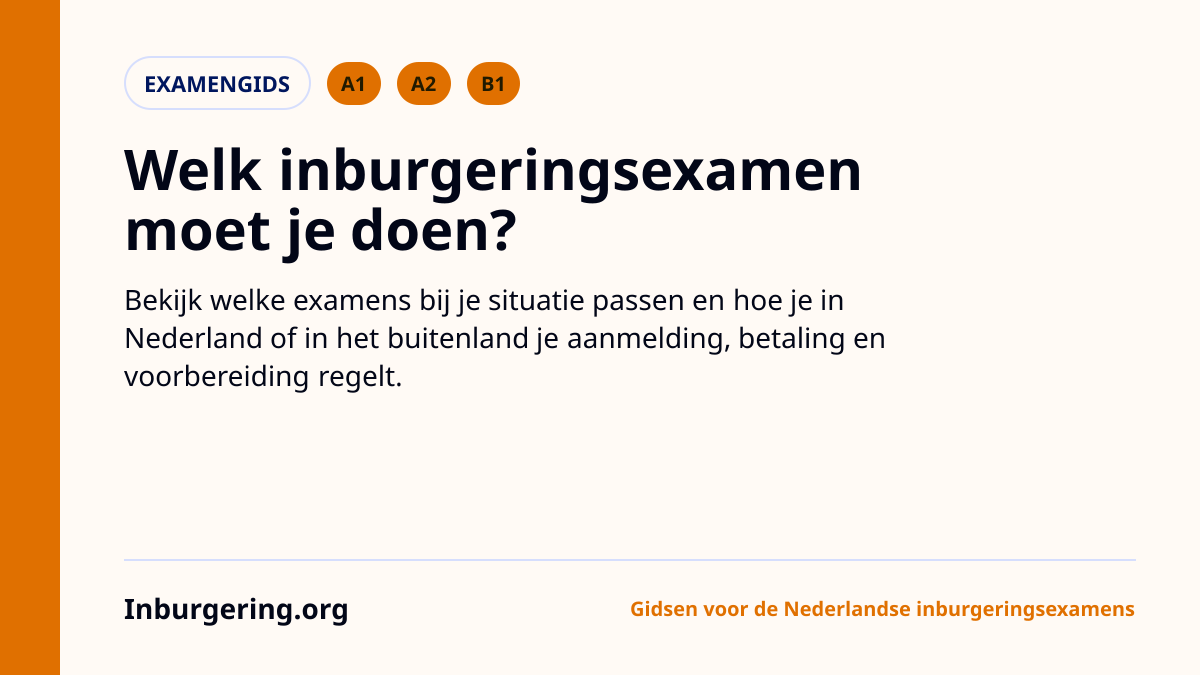 Inburgeringsexamen: A1, A2, B1 niveaus, examens en kosten uitgele