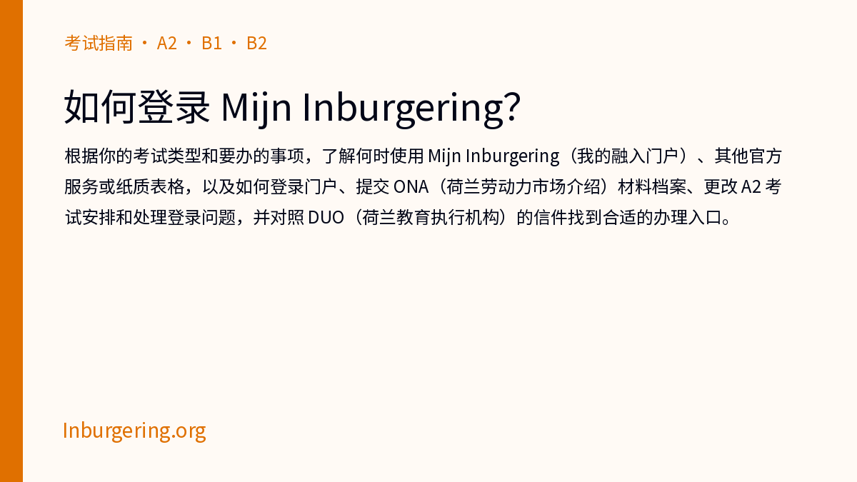 Mijn Inburgering：可以办理什么，如何登录 - Inburgering.org