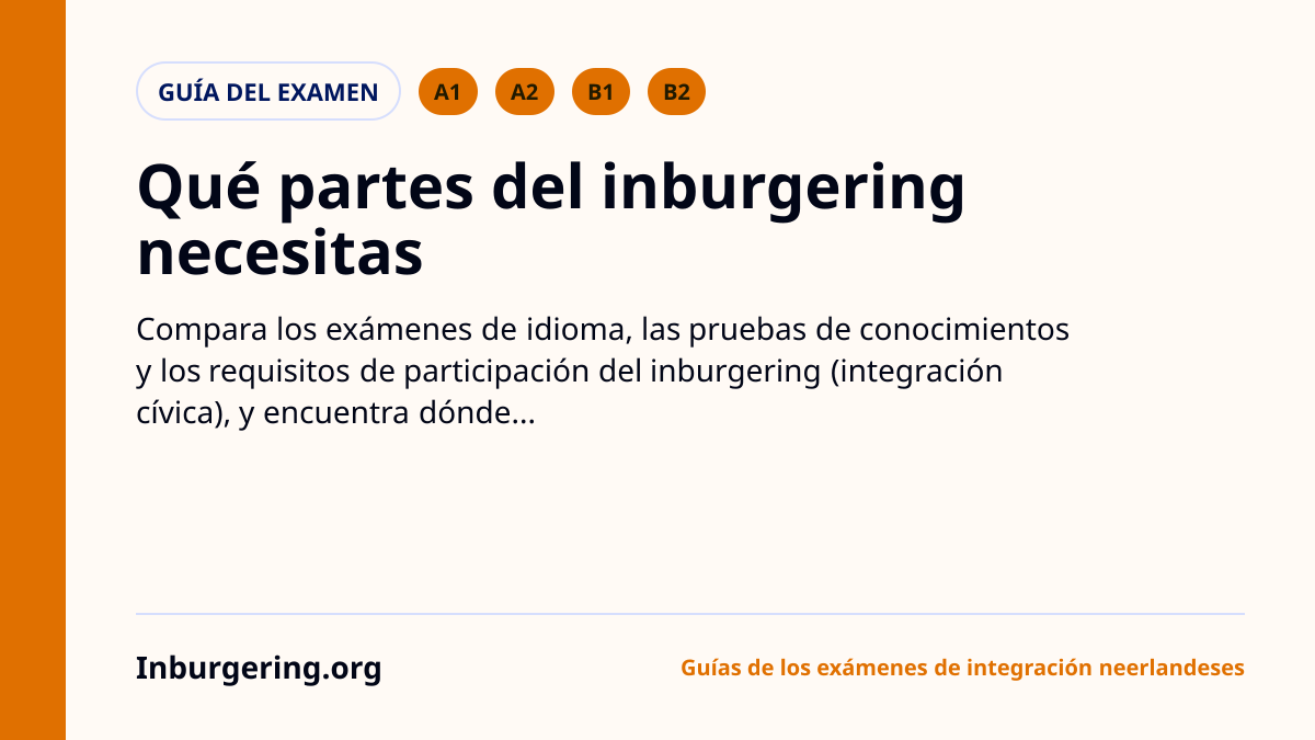 Exámenes de inburgering: A1, A2, B1/B2, KNM, ONA, MAP y PVT