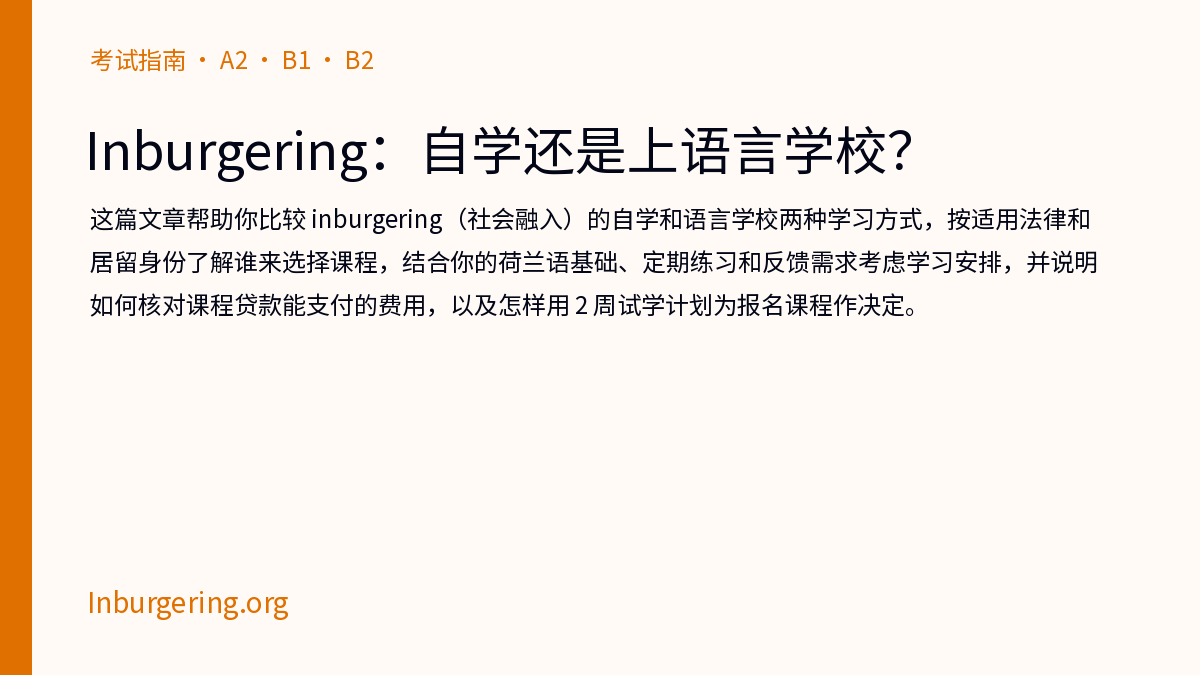 Inburgering 备考：自学还是上语言学校，如何决定 - Inburgering.org
