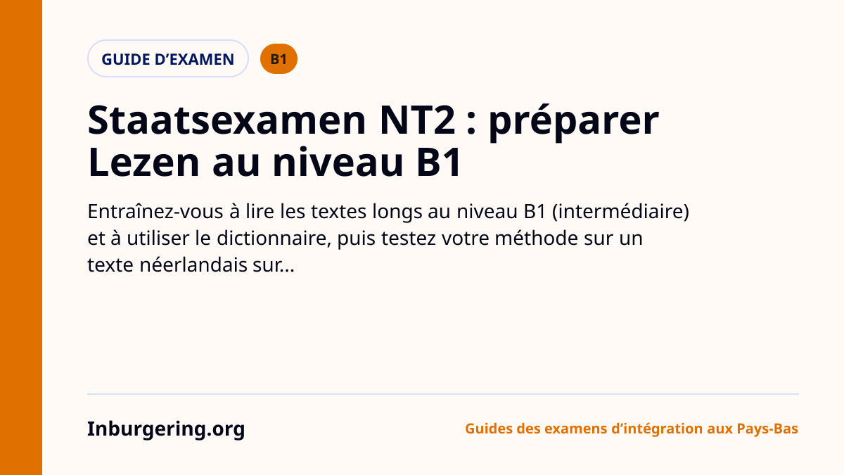 Examen de lecture B1 (Staatsexamen NT2 Lezen I) : format, stratég