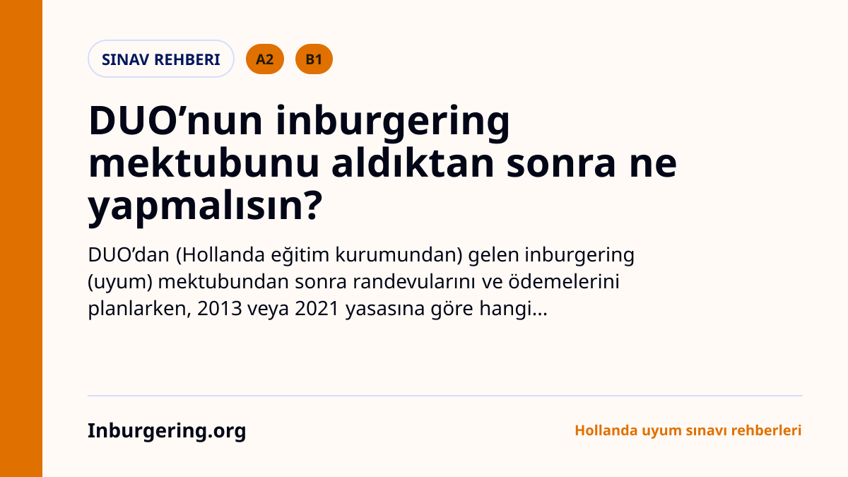 DUO’dan inburgering mektubu: önce ne yapmalısınız
