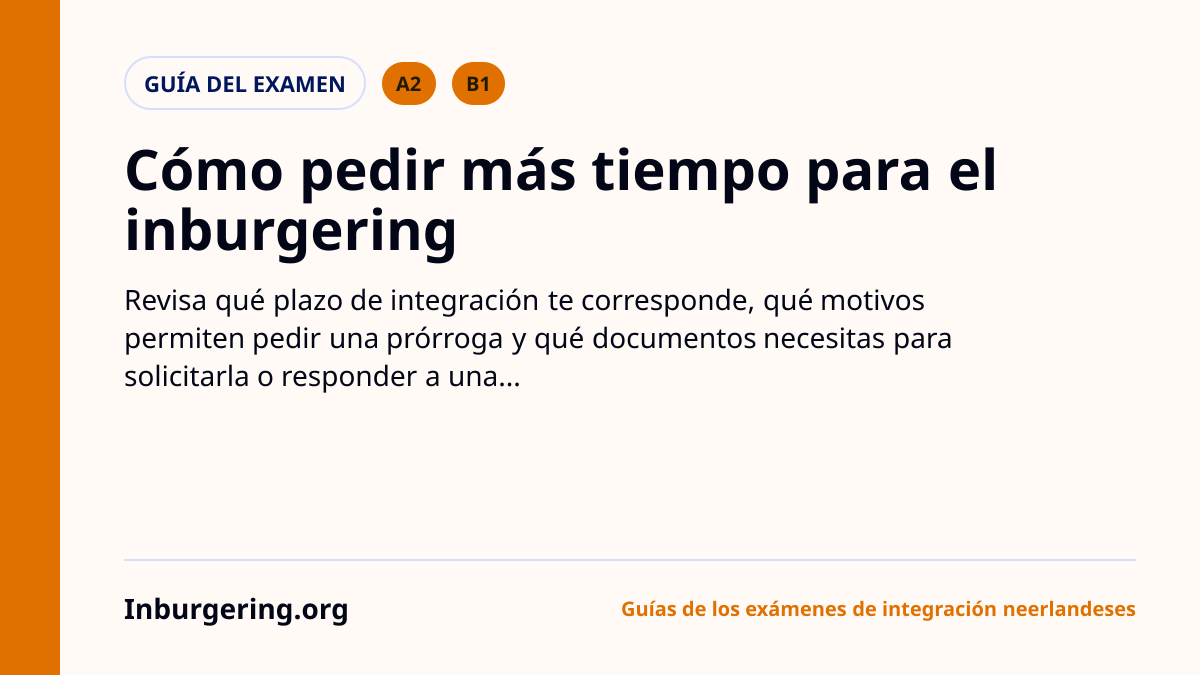 Plazo de inburgering: el reloj de 3 años y el tiempo extra de DUO